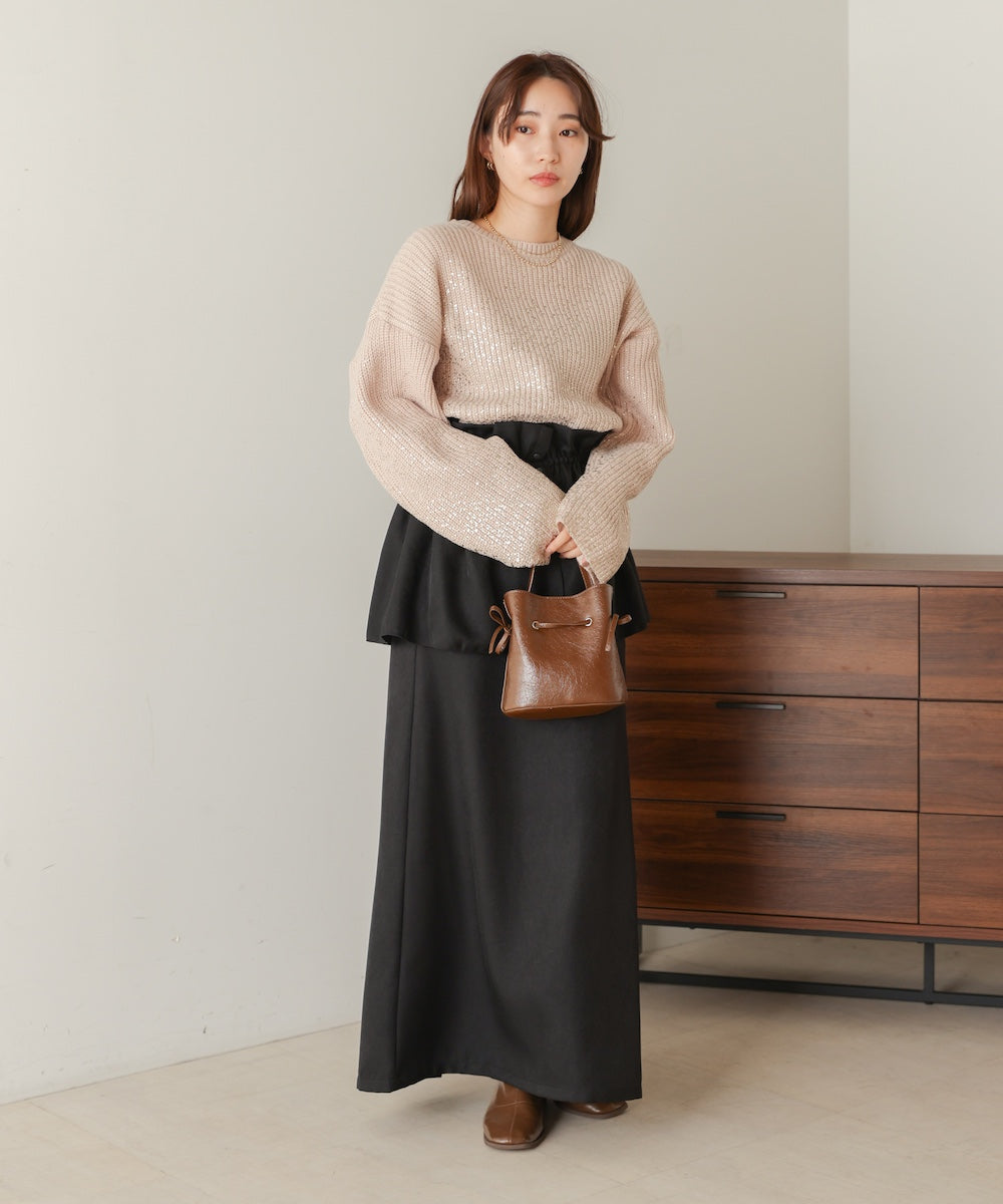 箔プリントニットプルオーバー