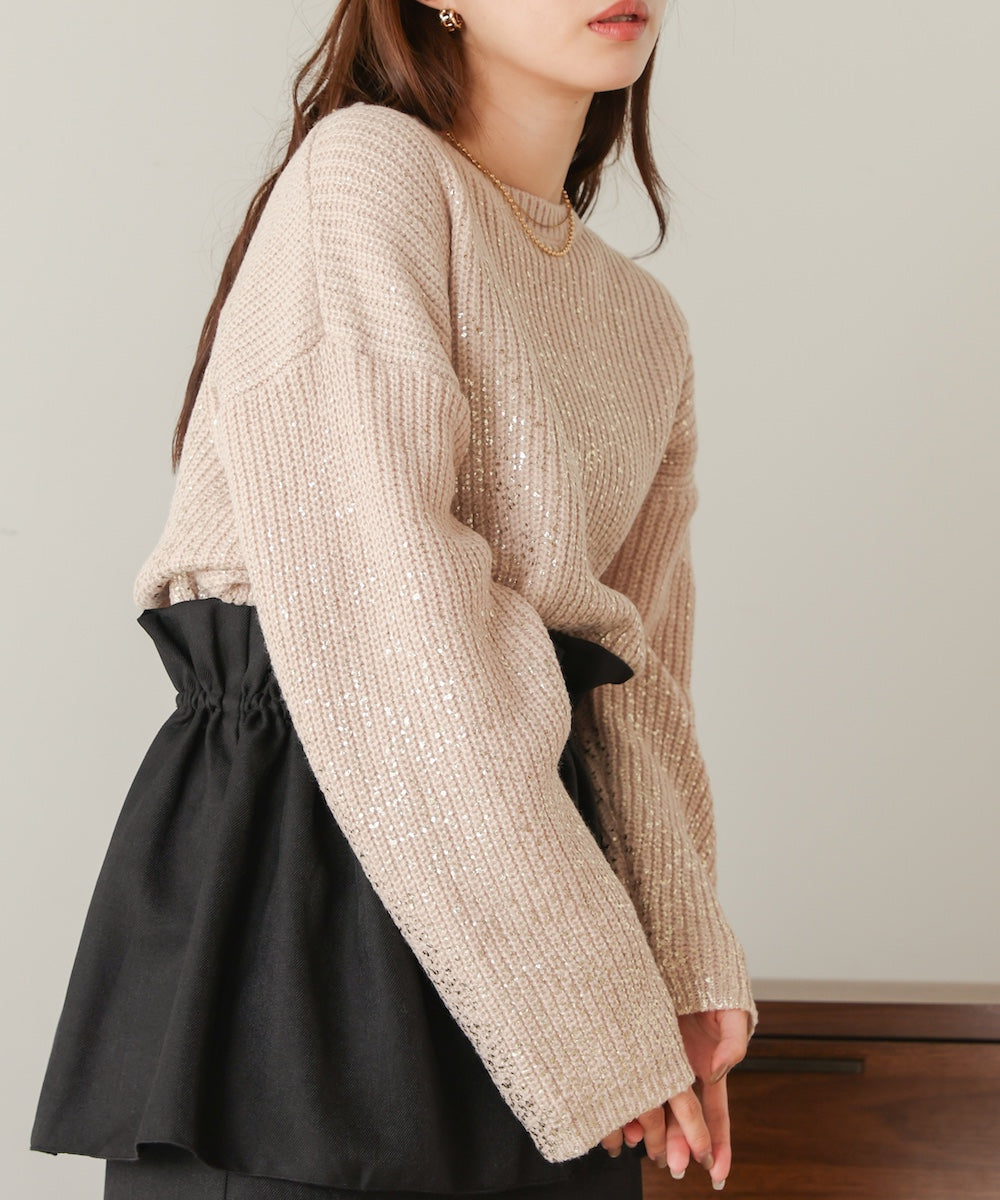 箔プリントニットプルオーバー