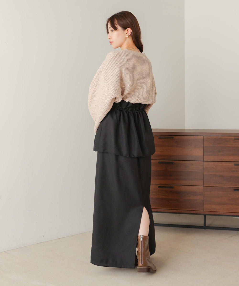 箔プリントニットプルオーバー