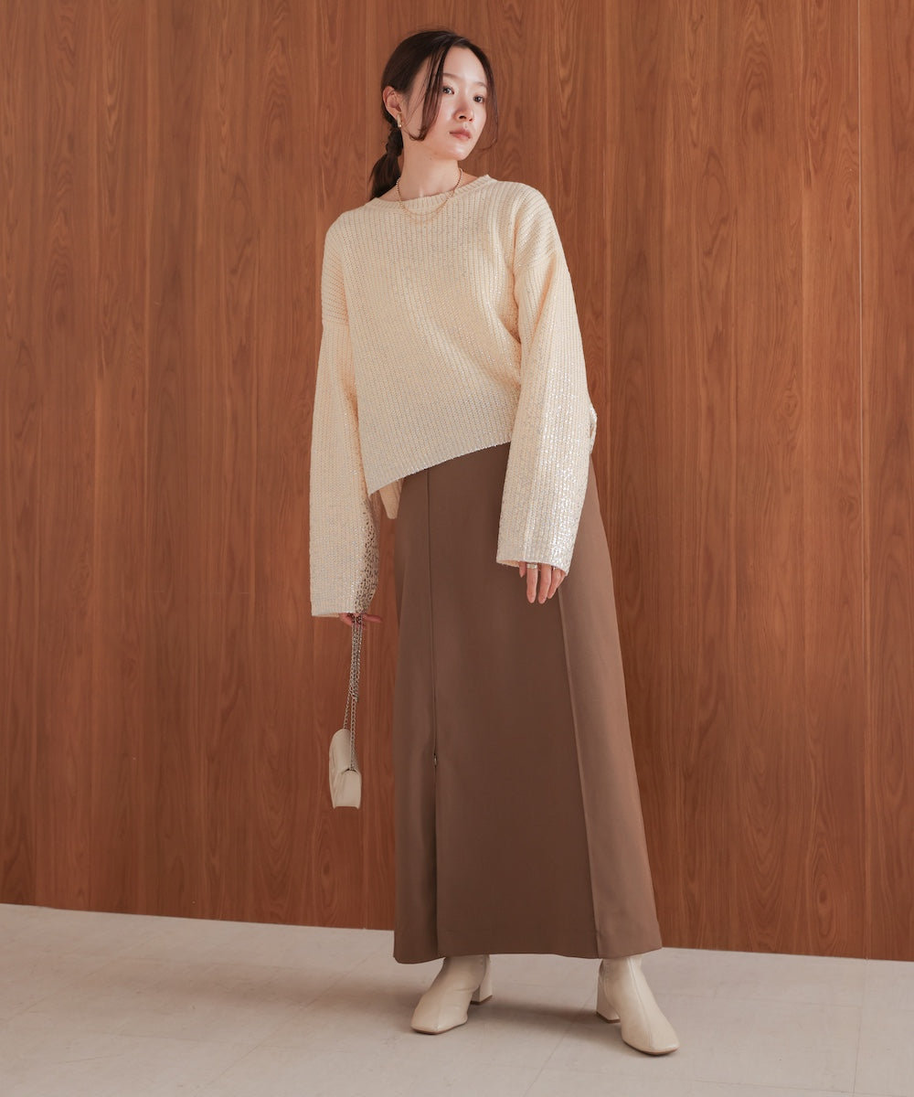 箔プリントニットプルオーバー