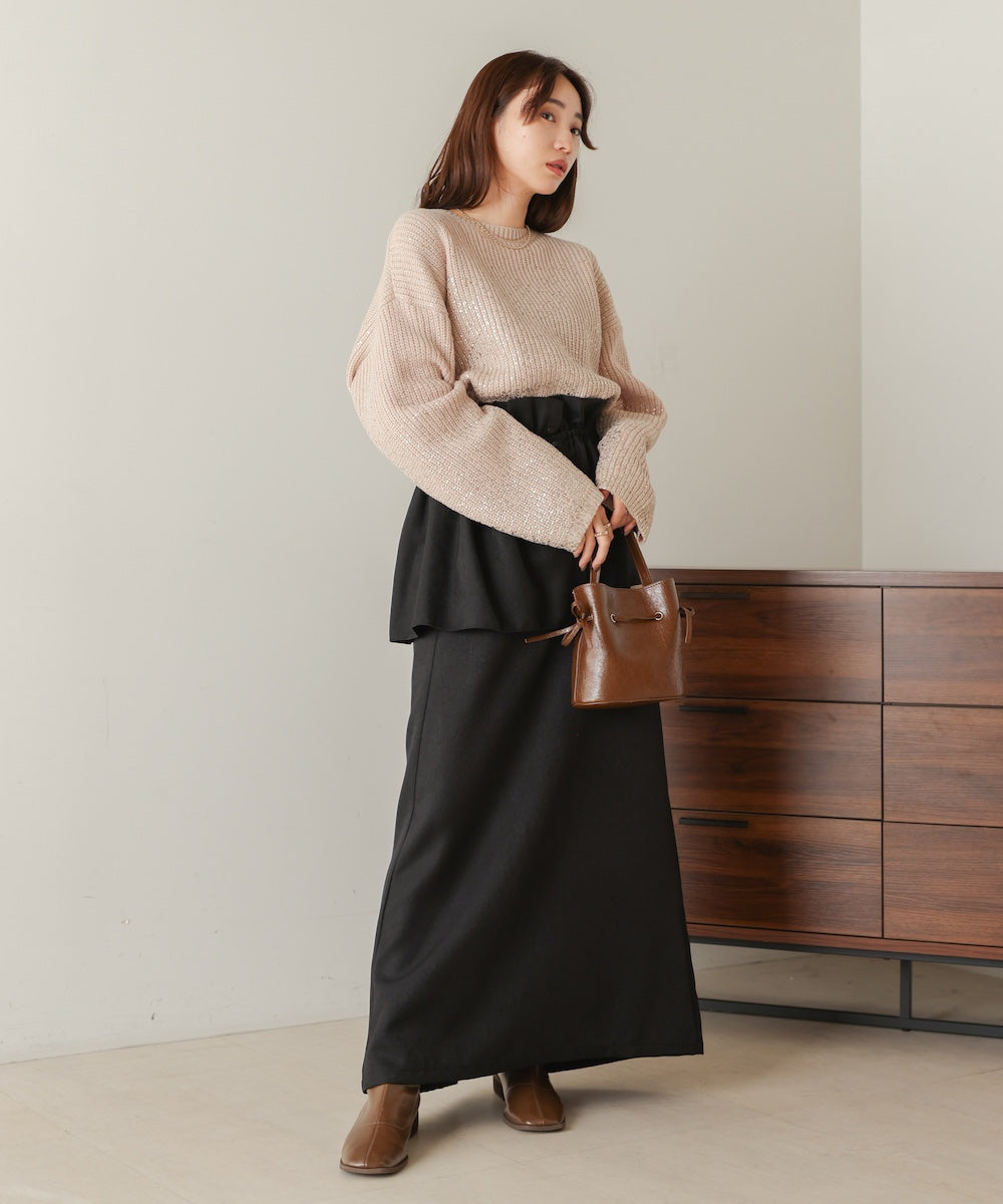 箔プリントニットプルオーバー