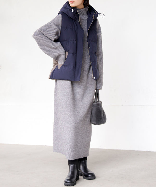 ハイネックIラインニットワンピース