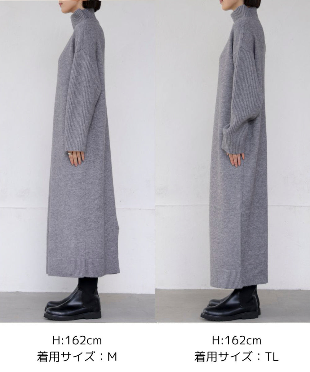 ハイネックIラインニットワンピース