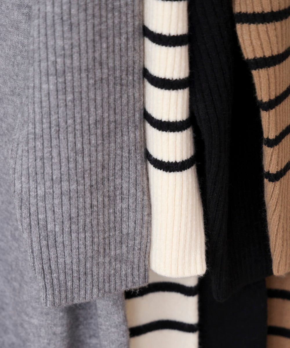 ハイネックIラインニットワンピース