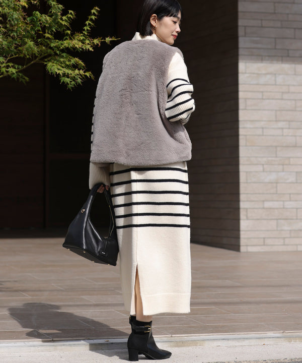 ハイネックIラインニットワンピース