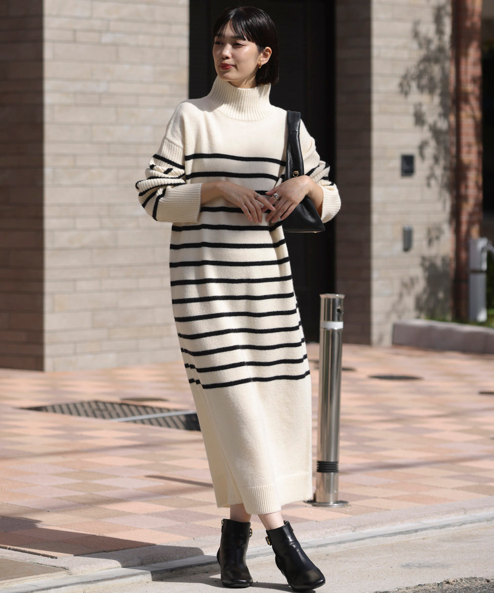ハイネックIラインニットワンピース