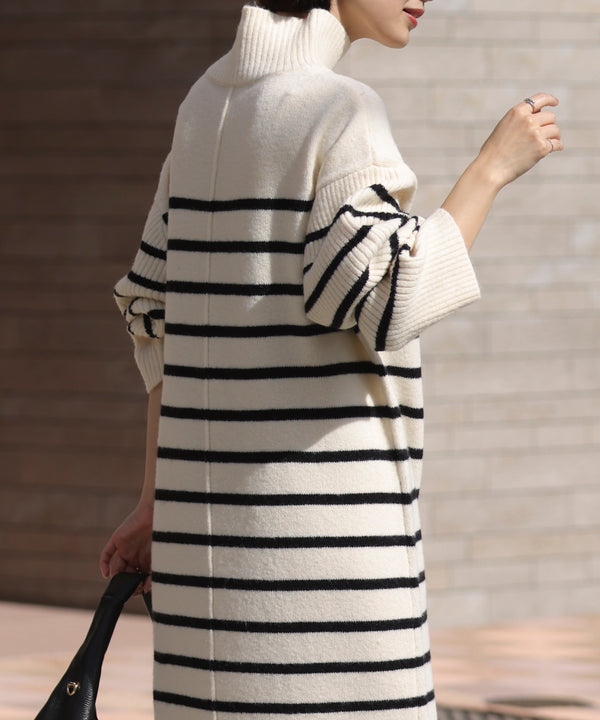 ハイネックIラインニットワンピース