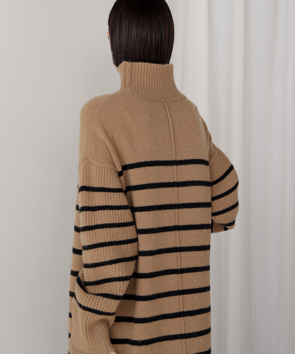 ハイネックIラインニットワンピース