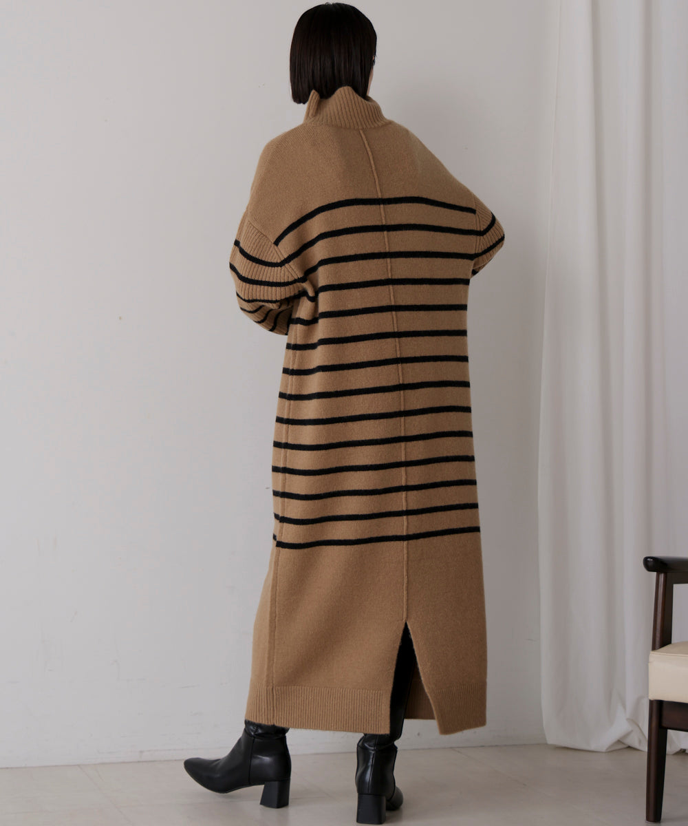 ハイネックIラインニットワンピース