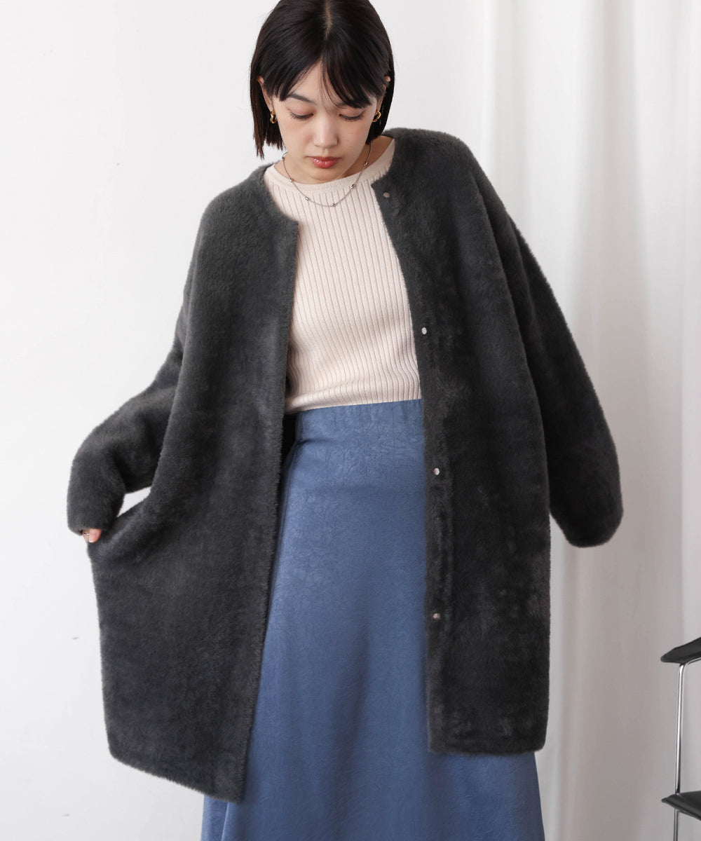 Wフェイスシャギーニットカーディガン 