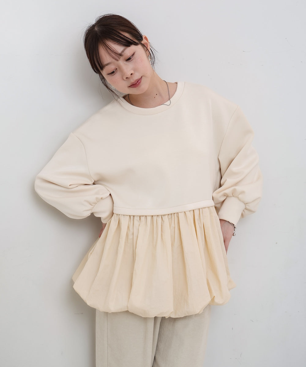裾バルーンペプラムトップス