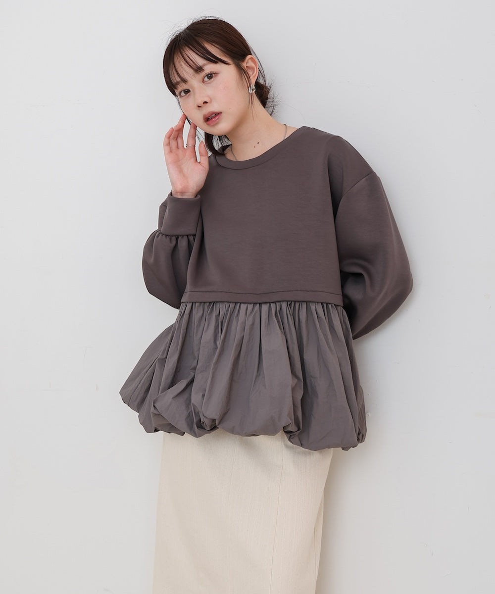 裾バルーンペプラムトップス