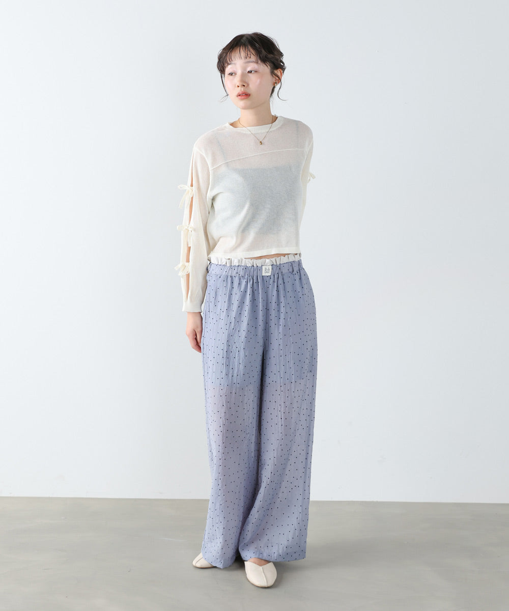 袖リボンシアーニット