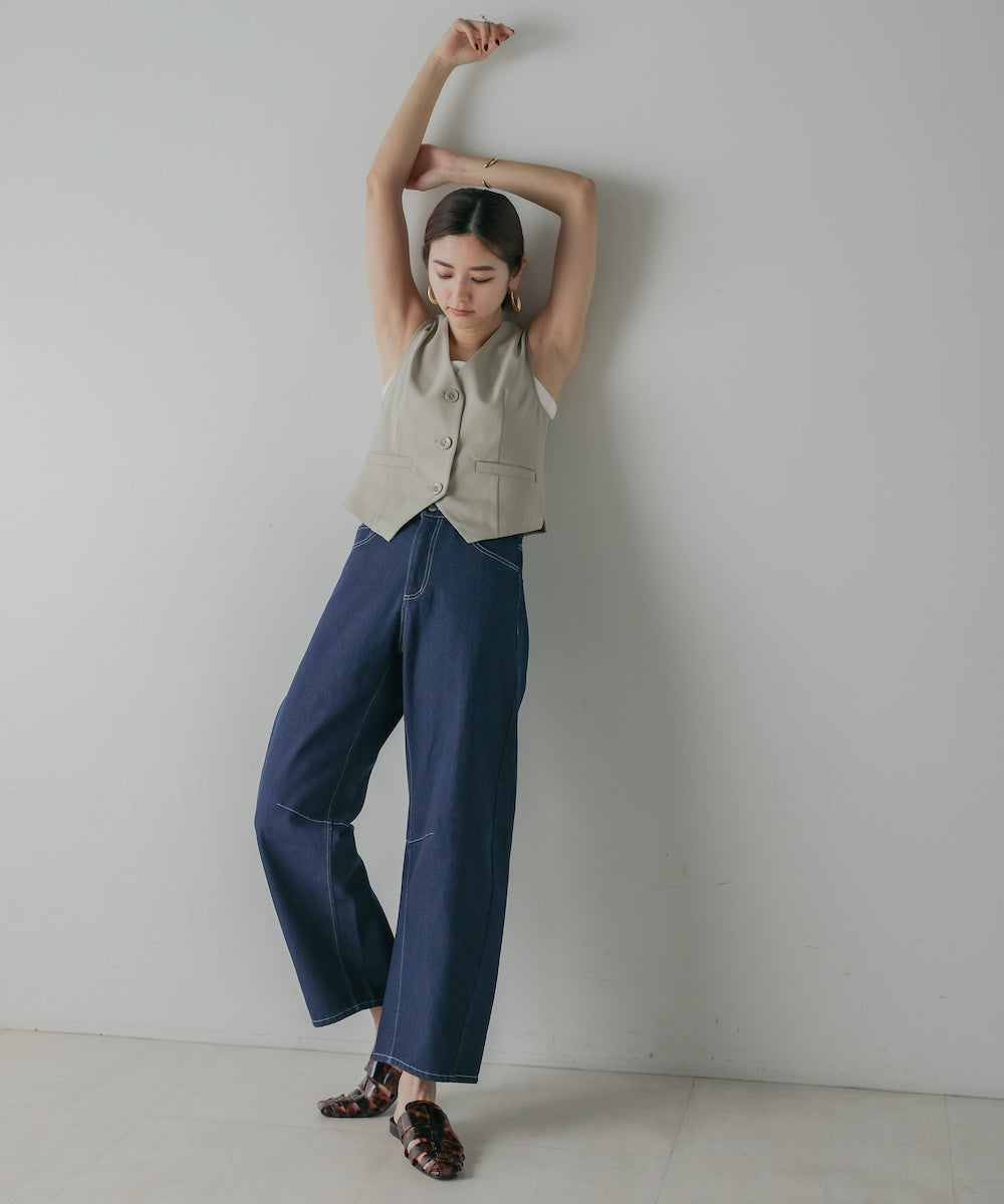 【M・Lサイズ展開】DENIM CURVE PANTS