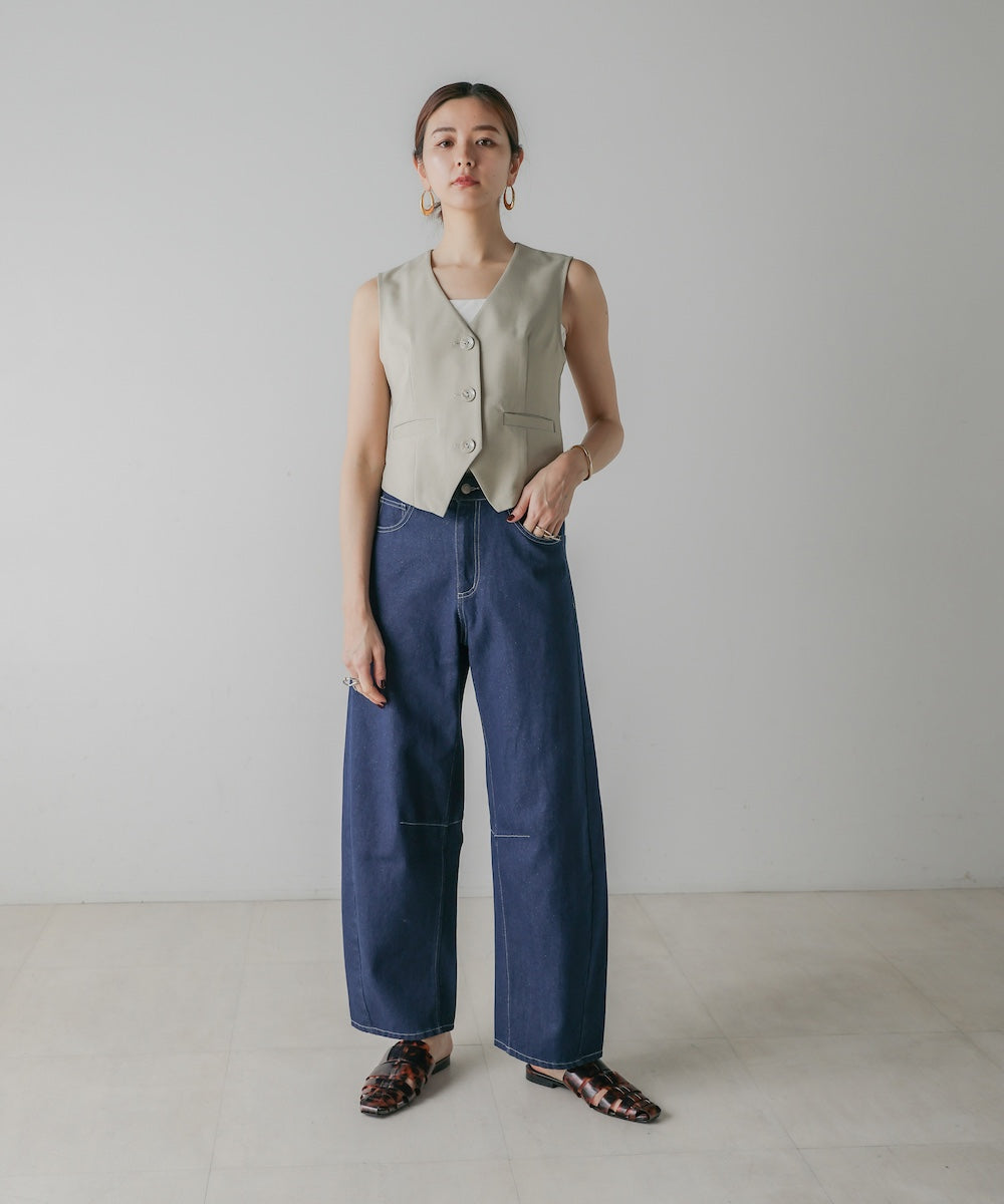 【M・Lサイズ展開】DENIM CURVE PANTS