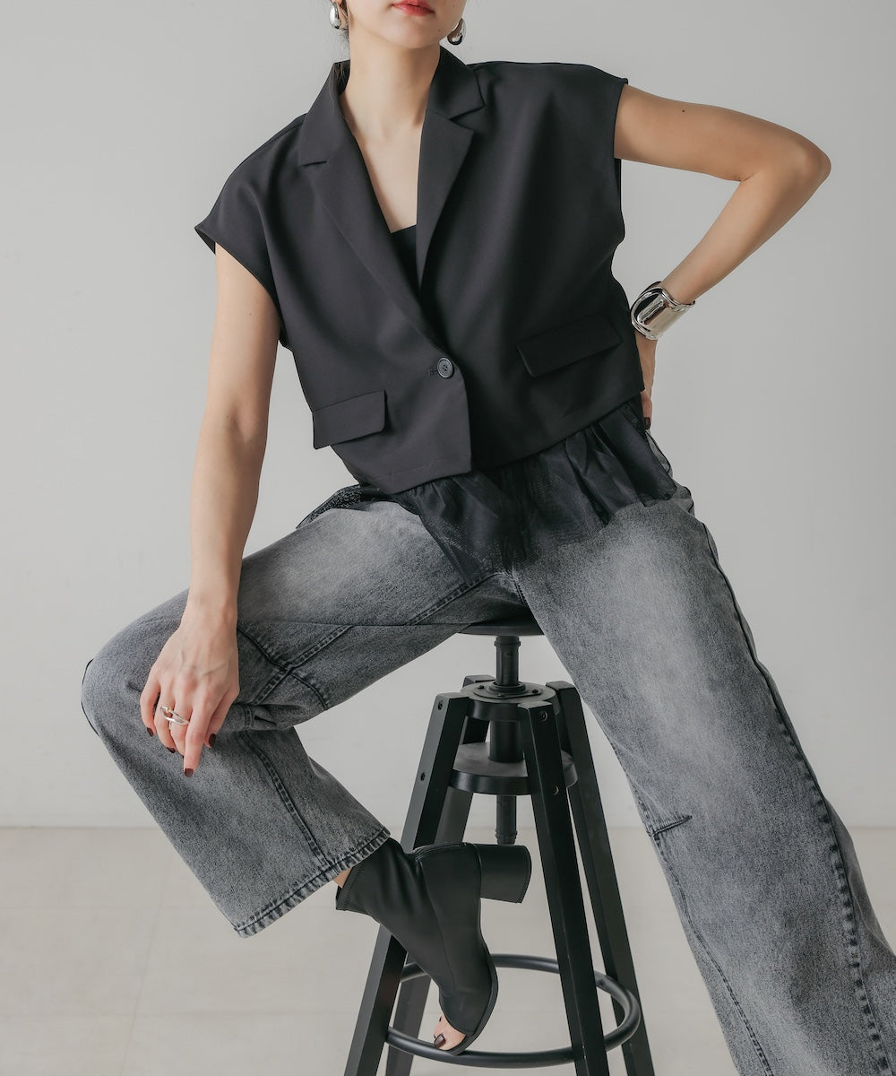 【M・Lサイズ展開】DENIM CURVE PANTS