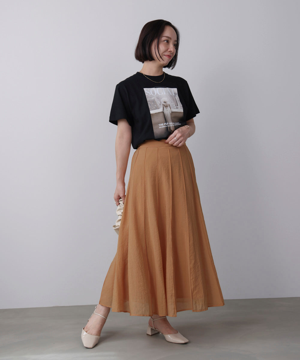 シアー綿タッチスカート