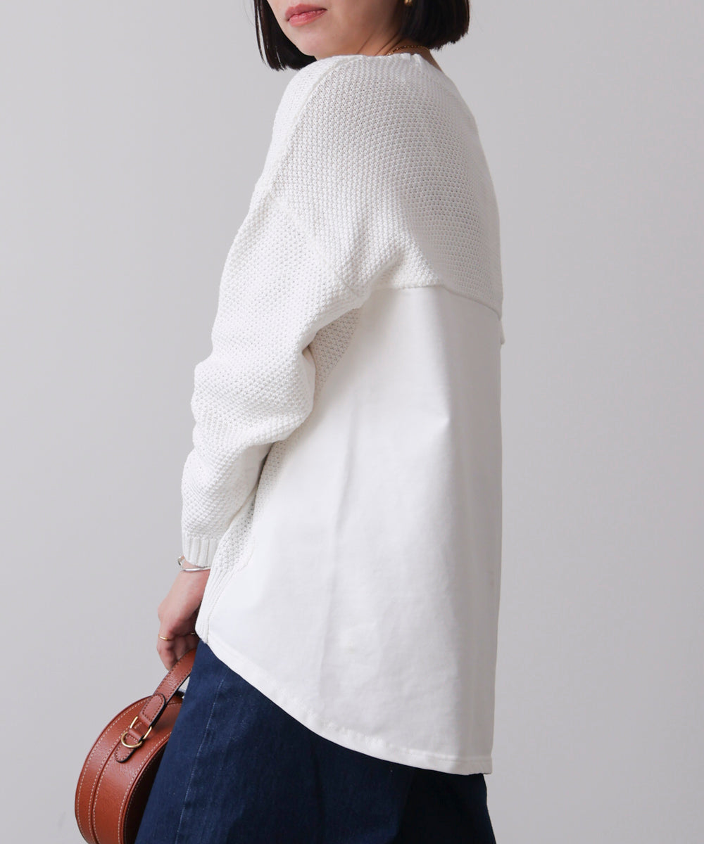 ケーブルデニムコンビニットプルオーバー