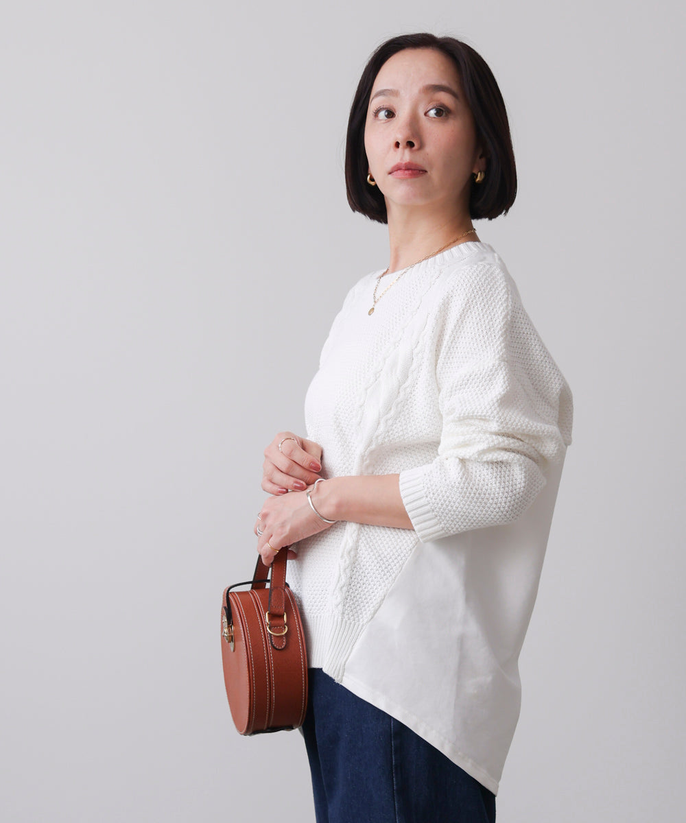 ケーブルデニムコンビニットプルオーバー