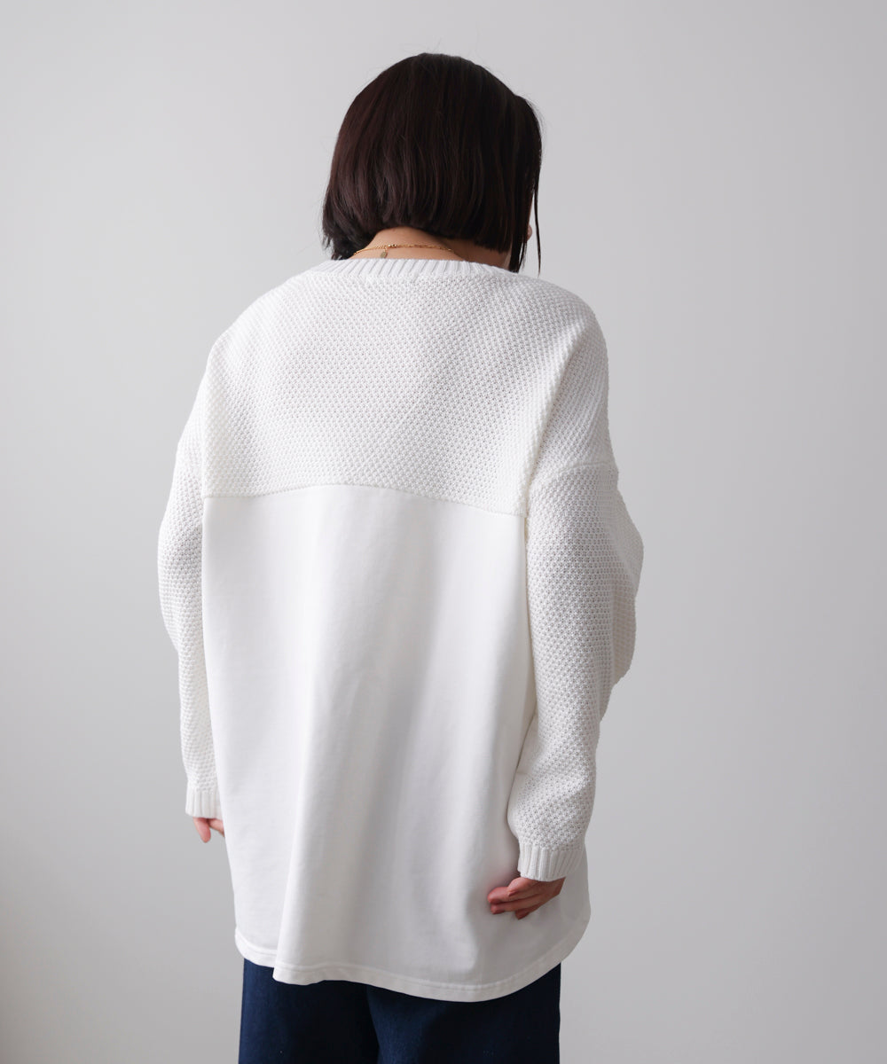 ケーブルデニムコンビニットプルオーバー