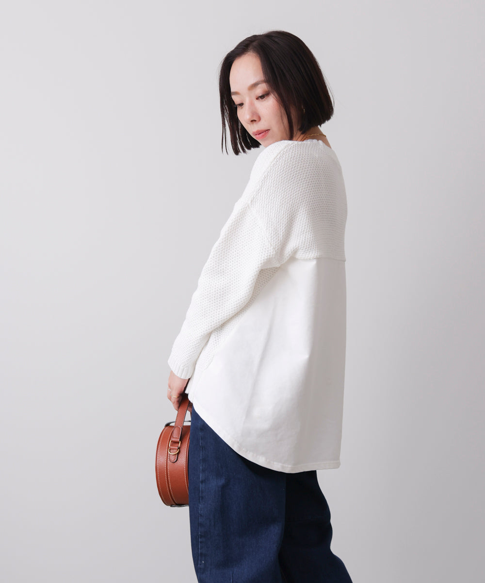 ケーブルデニムコンビニットプルオーバー