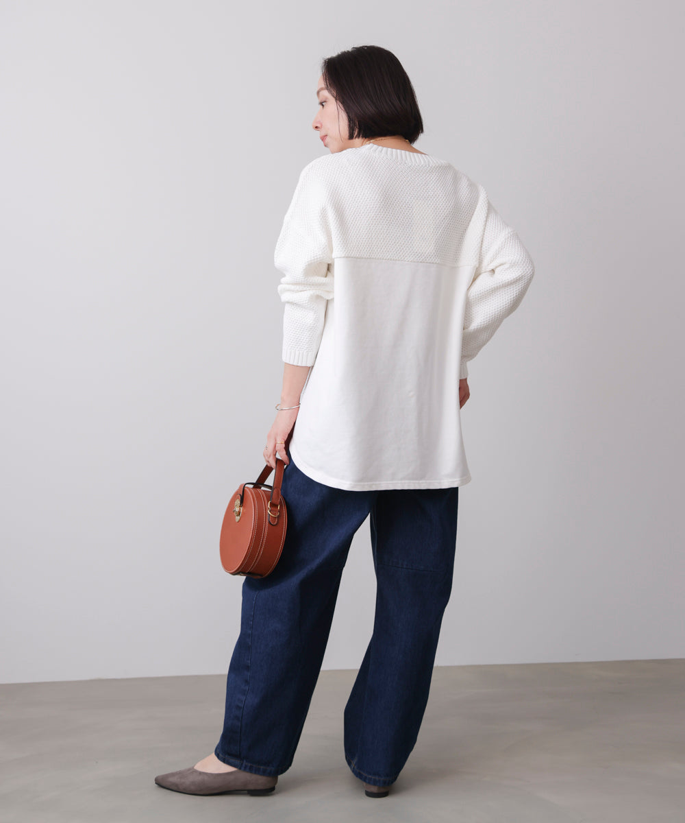 ケーブルデニムコンビニットプルオーバー