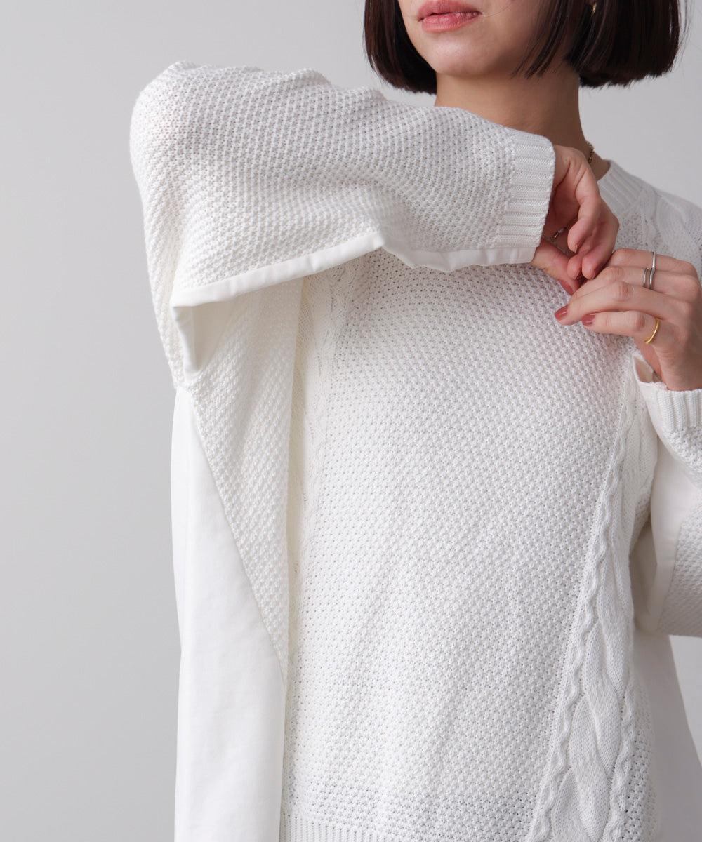 ケーブルデニムコンビニットプルオーバー