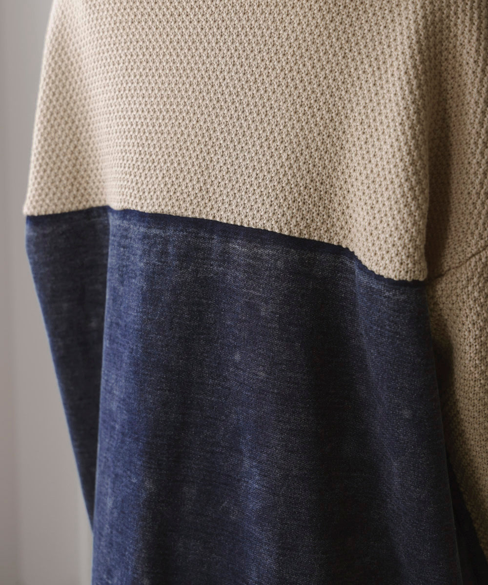 ケーブルデニムコンビニットプルオーバー