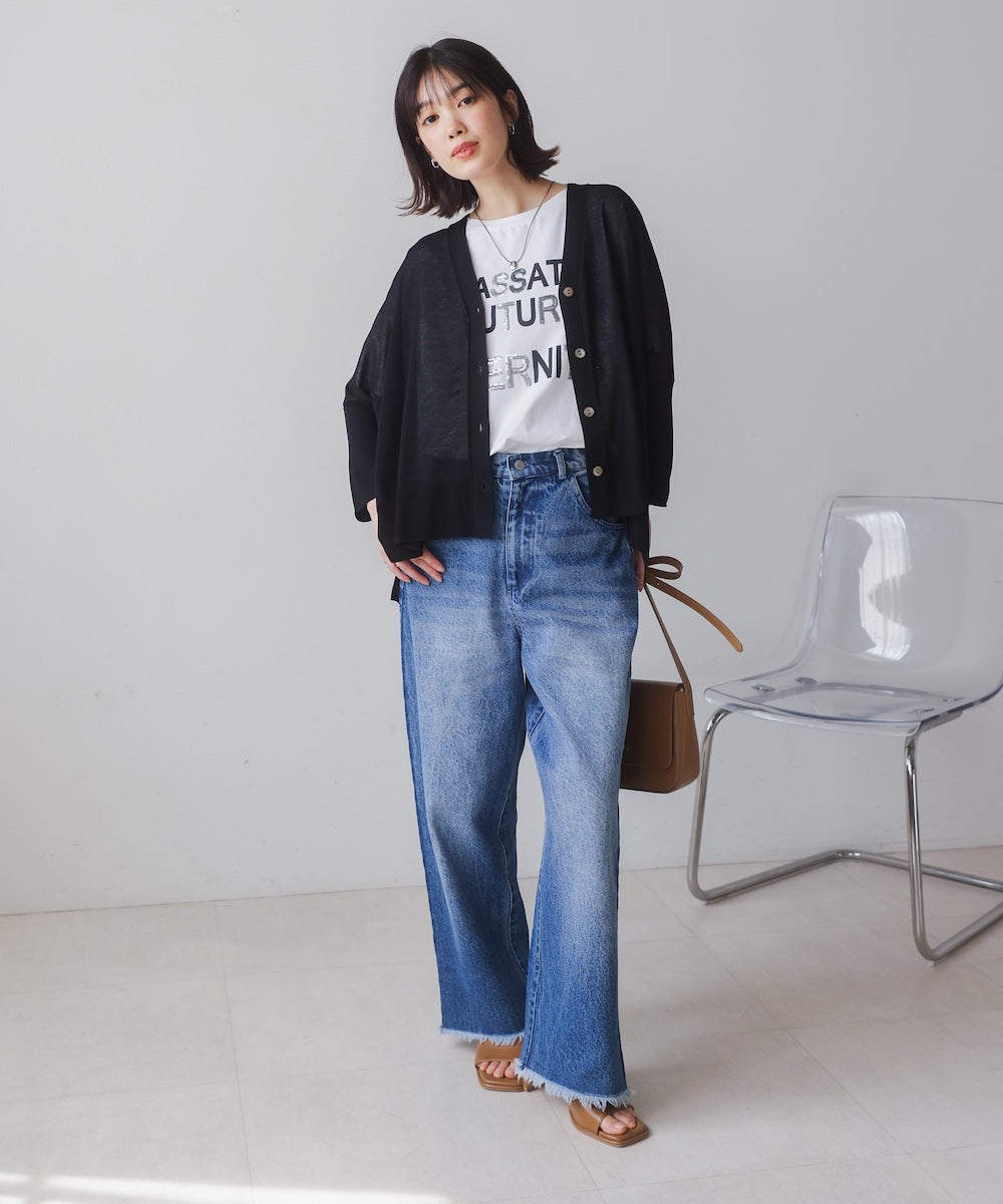 UVサラサラBOXシルエット前後差カーディガン