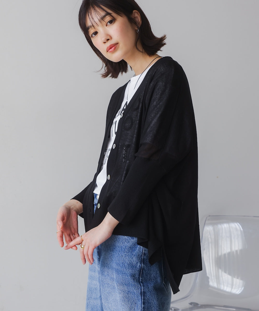 UVサラサラBOXシルエット前後差カーディガン