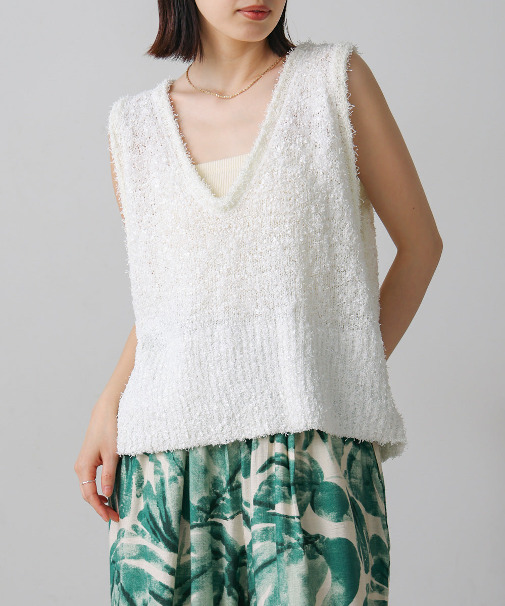 リボンヤーンニットベスト