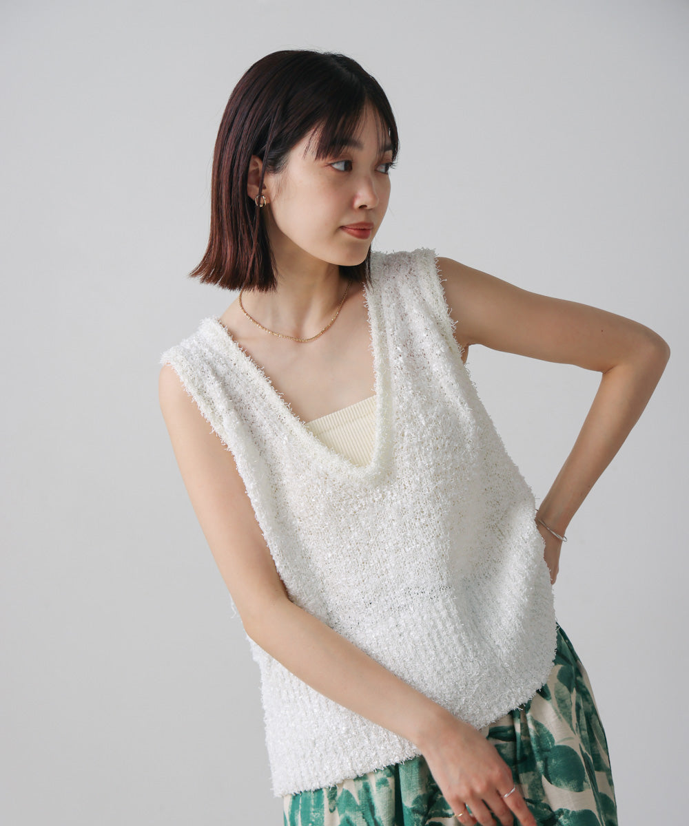 リボンヤーンニットベスト