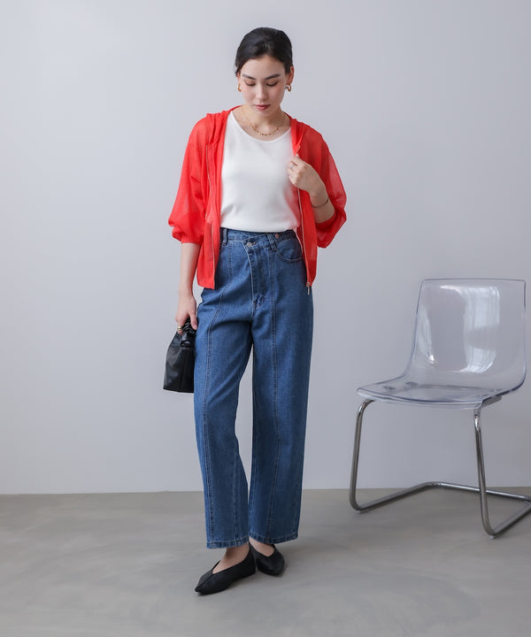 シアーラメフードニット