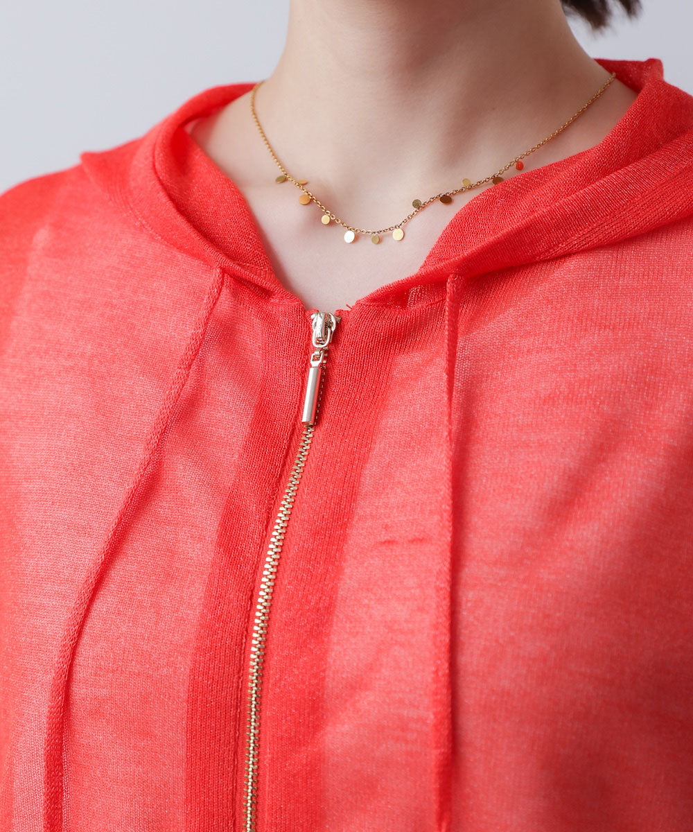 シアーラメフードニット