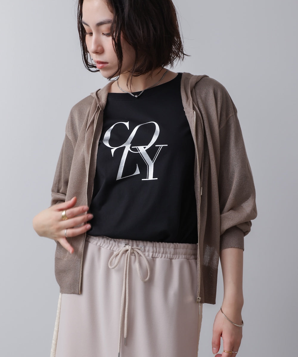 シアーラメフードニット