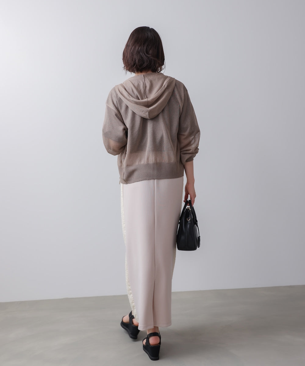 シアーラメフードニット