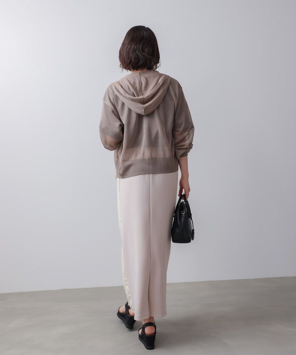 シアーラメフードニット