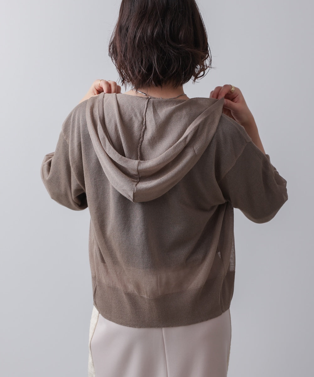 シアーラメフードニット