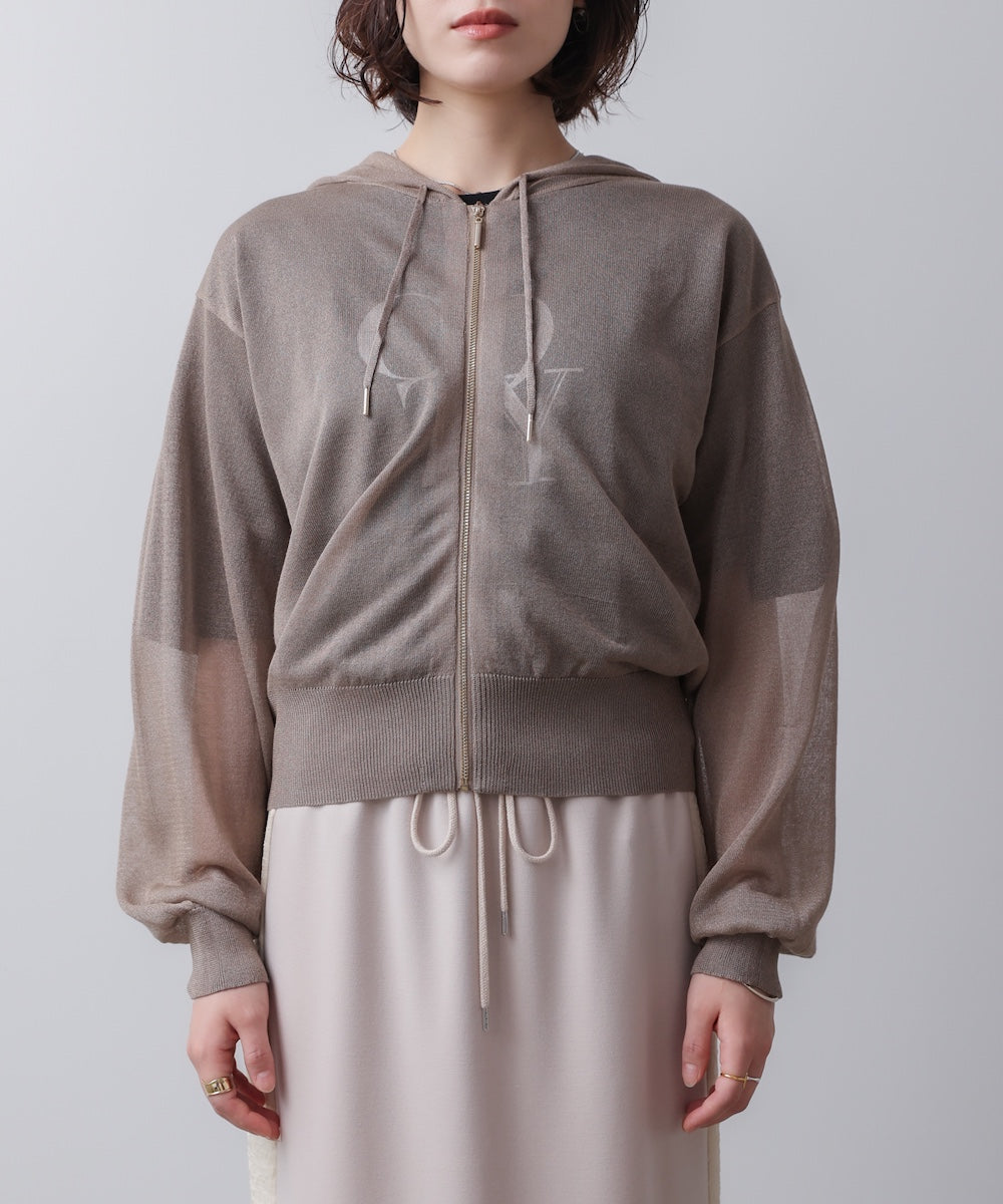 シアーラメフードニット