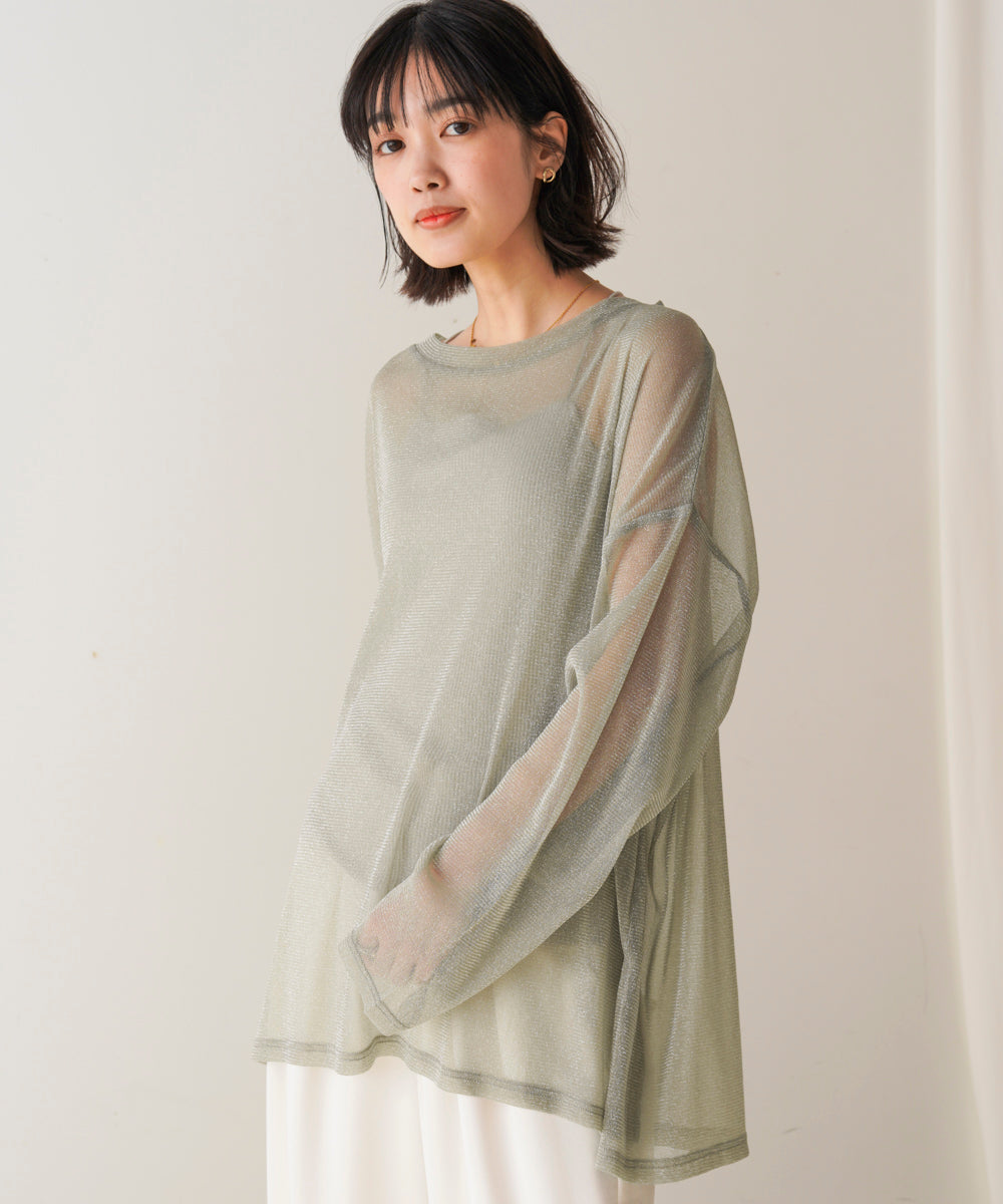 オーバーサイズラメシアートップス