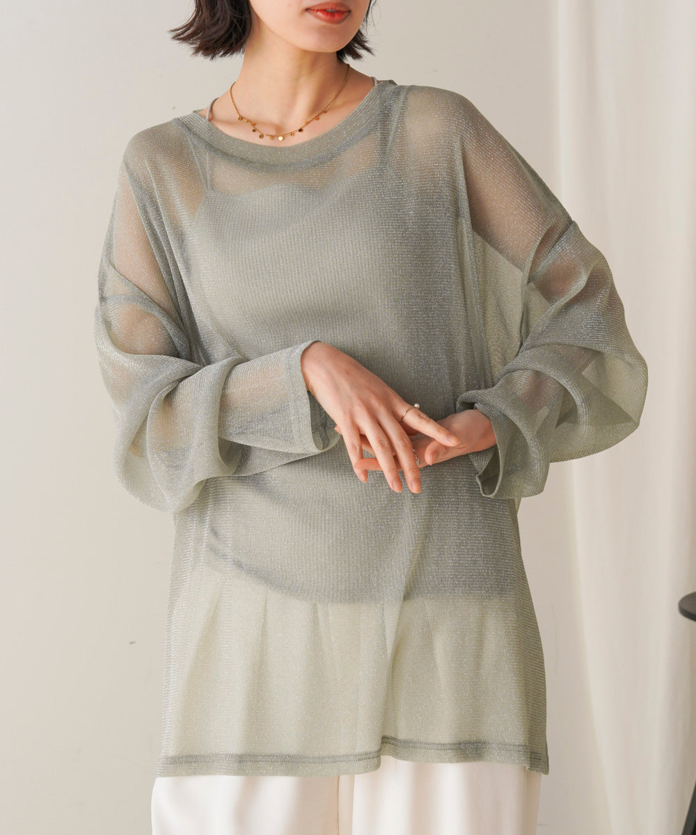 オーバーサイズラメシアートップス