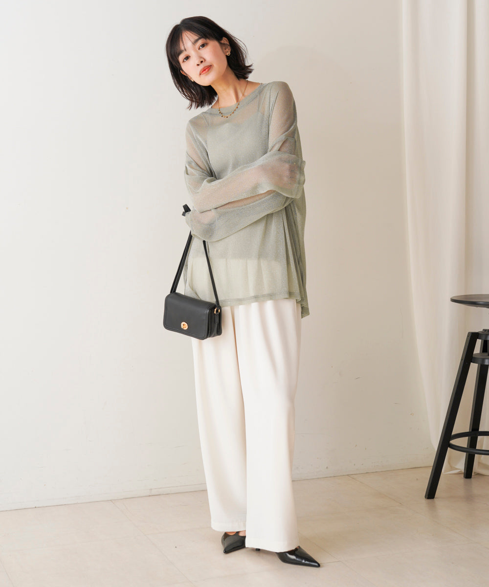 オーバーサイズラメシアートップス