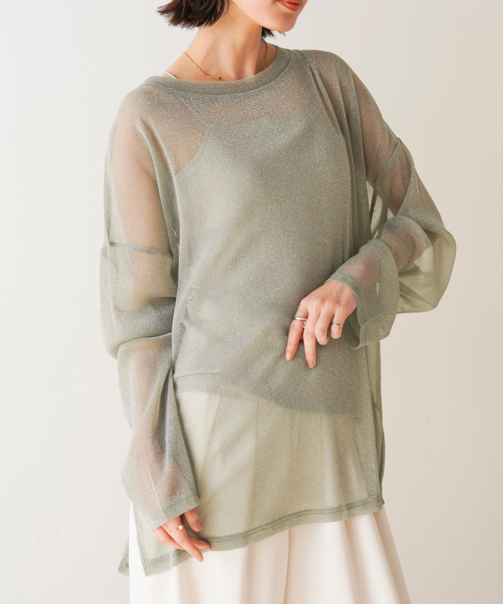 オーバーサイズラメシアートップス