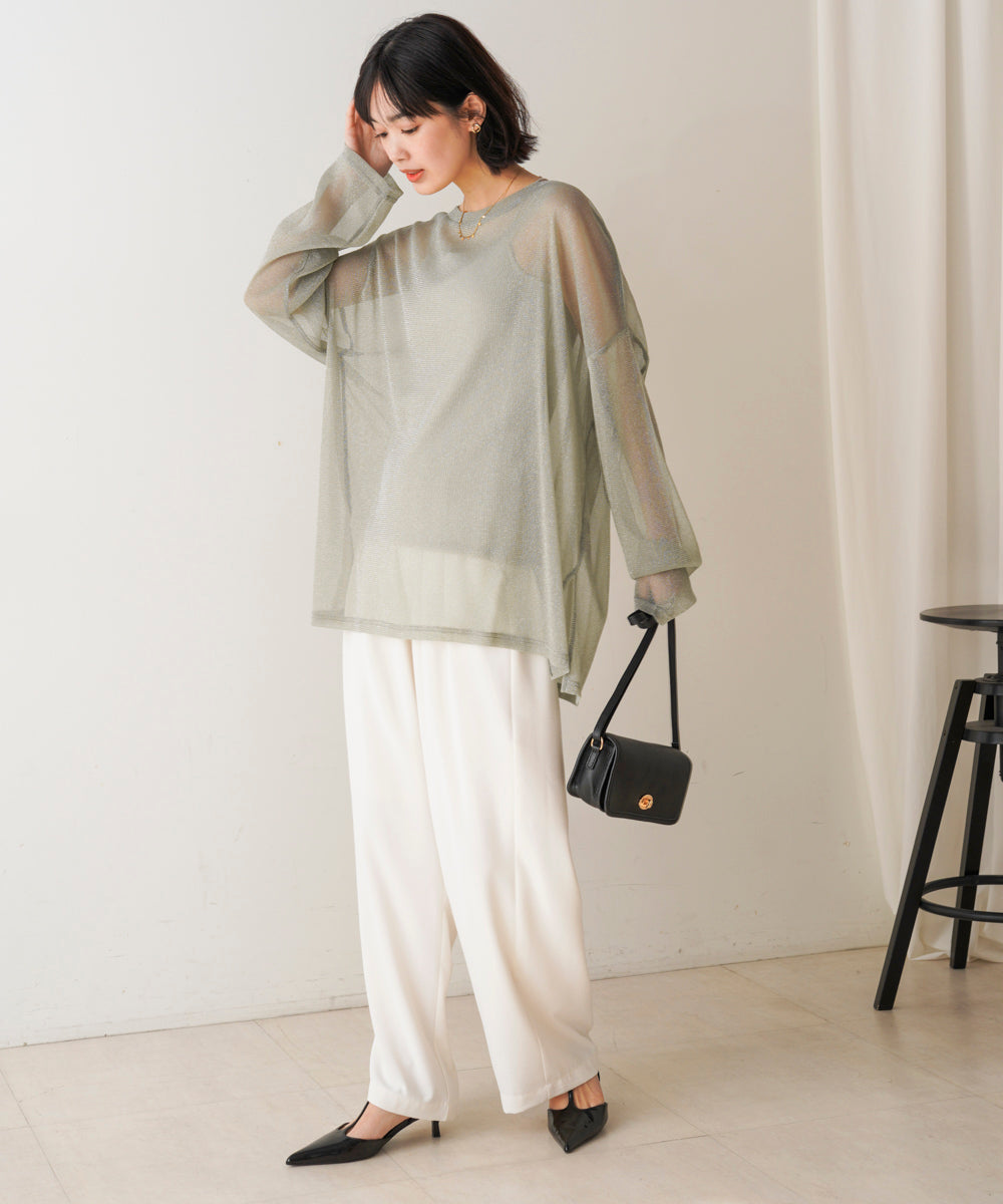 オーバーサイズラメシアートップス