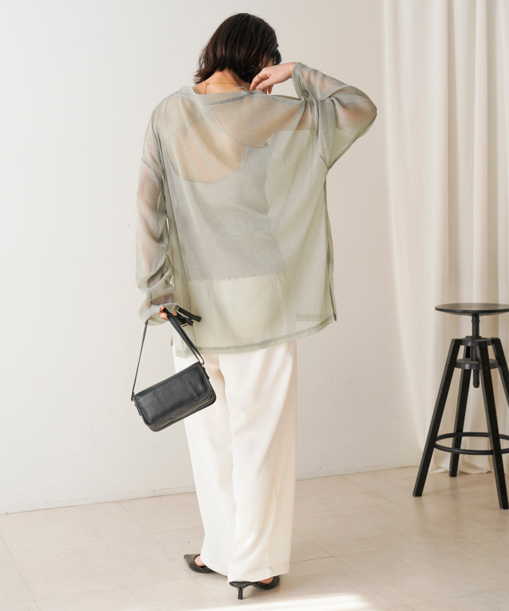 オーバーサイズラメシアートップス