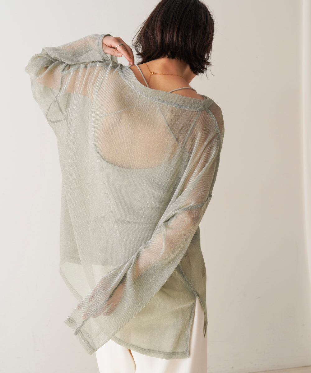 オーバーサイズラメシアートップス