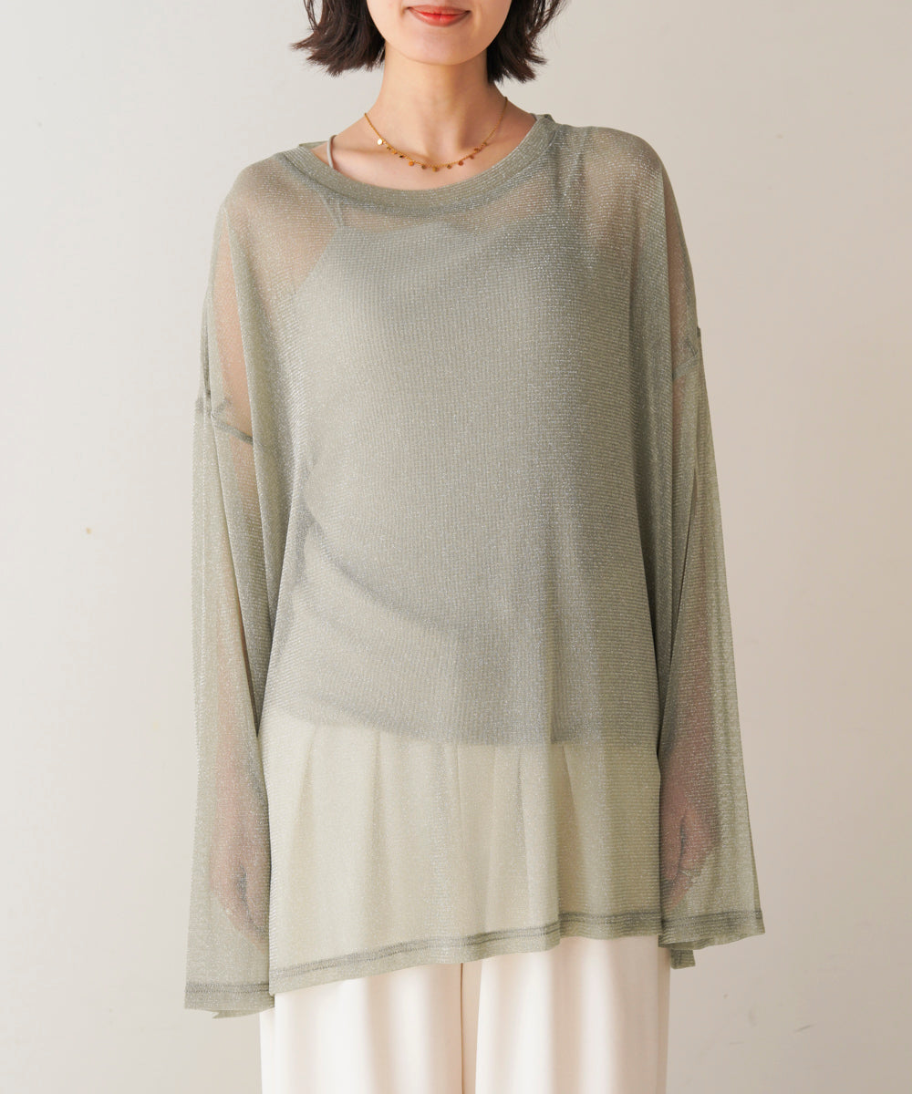 オーバーサイズラメシアートップス