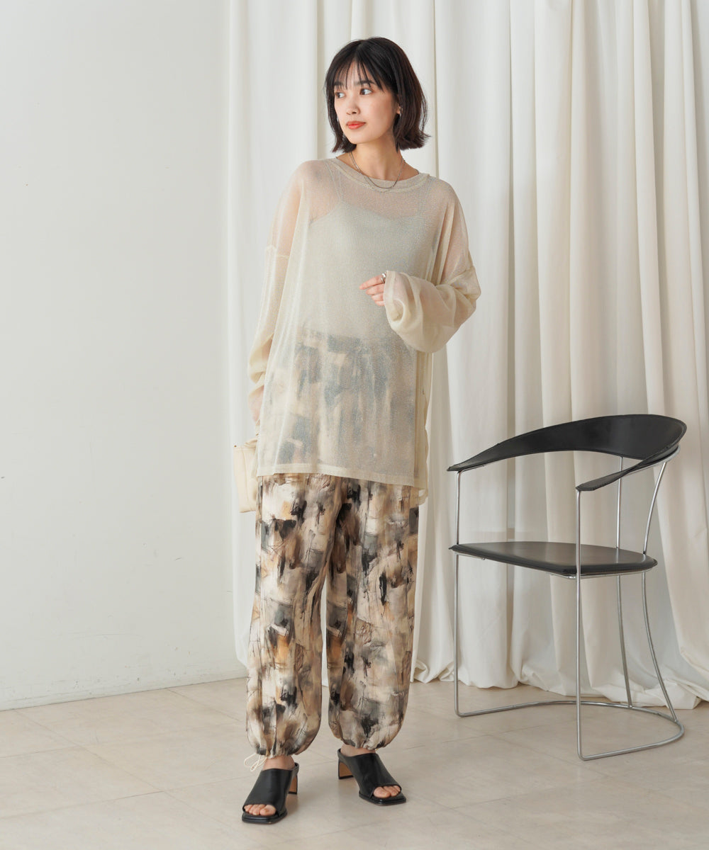 オーバーサイズラメシアートップス