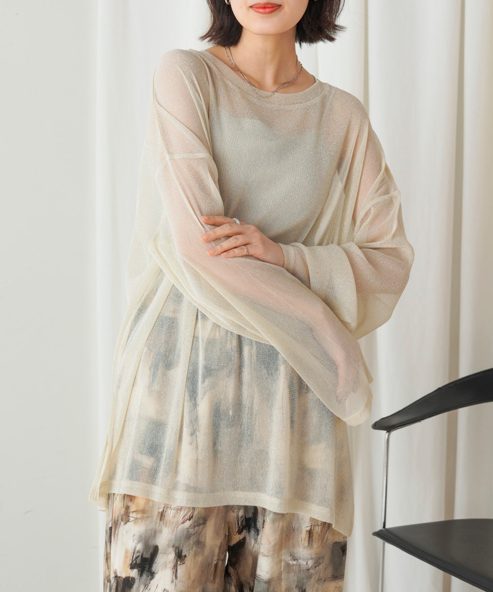 オーバーサイズラメシアートップス