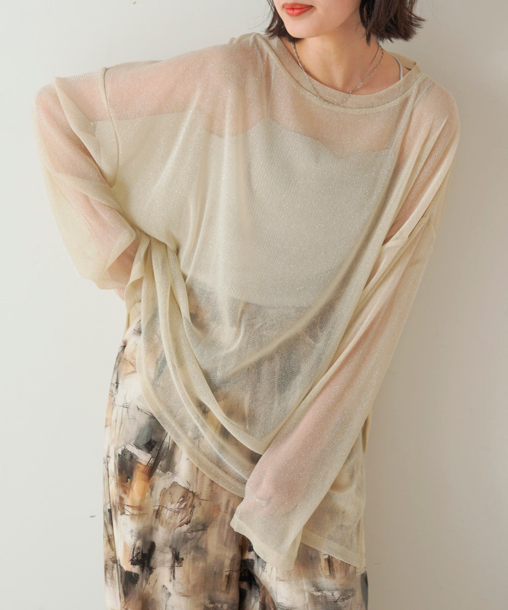 オーバーサイズラメシアートップス